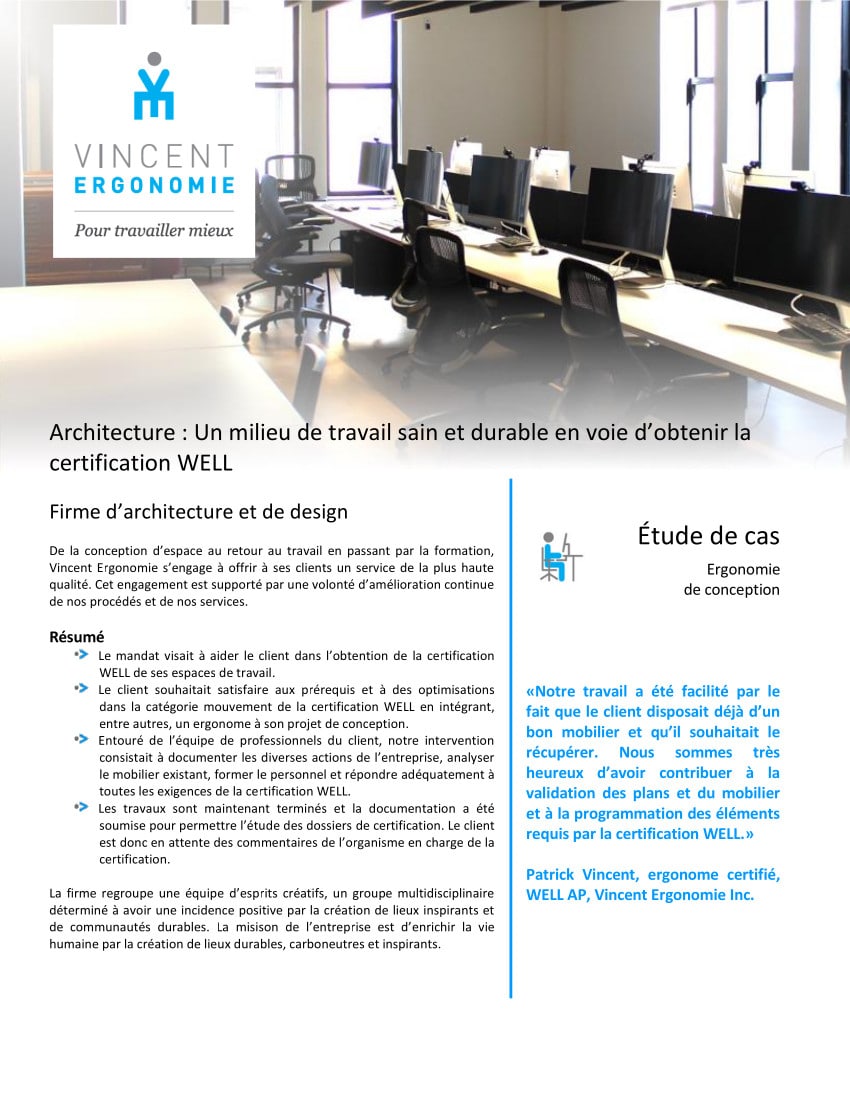 Architecture : la certification WELL pour un milieu de travail sain et durable 1 Couverture Etude de cas firme architecture design